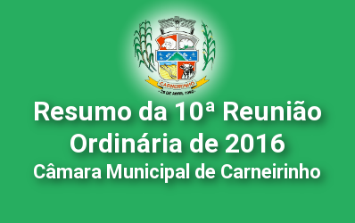 Resumo da 10ª reunião ordinária de 2016