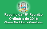 Resumo da 10ª reunião ordinária de 2016