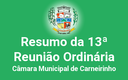 Resumo da 13ª reunião ordinária de 2015