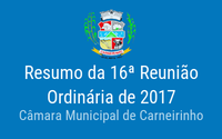 Resumo da 16ª reunião ordinária de 2017