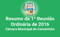 Resumo da 1ª reunião ordinária de 2016