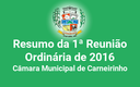 Resumo da 1ª reunião ordinária de 2016