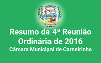 Resumo da 4ª reunião ordinária de 2016